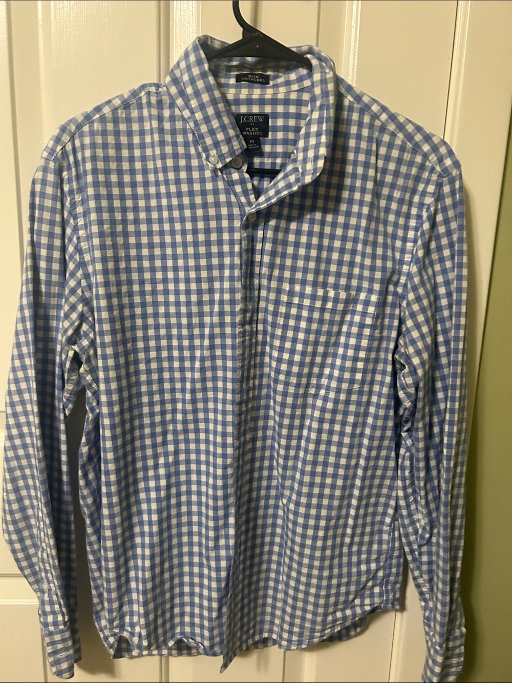 J. Crew Light Blue and White Gingham Button-Down Shirt